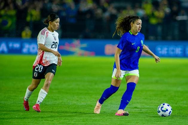 Fußball, Frauen, Länderspiel, Brasilien - Japan MATCH BETWEEN BRAZIL X JAPAN BRAGANA¡A PAULISTA (SP) 02 06 2025 - Football BRAZIL X JAPAN. Angelina in the match between Brazil x Japan, a women s International Friendly, Länderspiel, Nationalmannschaft held at the Cicero de Souza Marques Municipal Stadium this Monday (02). Victor Hugo Aznar da Rocha (Photo: Vitor Aznar Sports Press Photo SPP FIFA) (Victor Hugo Aznar da Rocha, Victor Hugo Aznar da Rocha SPP) Copyright: xVictorxHugoxAznarxdaxRocha,xVictorxHugoxAznarxdaxRochax xSPPx spp-en-ViHuAzDaRoViHuAzDaRo-vitor_aznar_sports_press_photo_184517