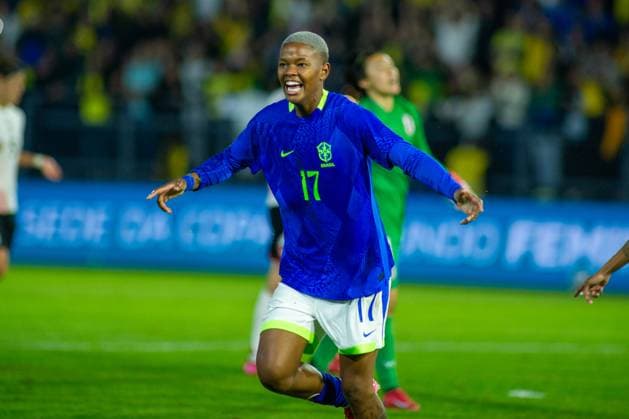 Fußball, Frauen, Länderspiel, Brasilien - Japan BRAZIL X JAPAN MATCH BRAGANA¡A PAULISTA (SP) 02 06 2025 - Football BRAZIL X JAPAN. Jhonson celebrates a goal in the match between Brazil x Japan, a women s International Friendly, Länderspiel, Nationalmannschaft held at the Cicero de Souza Marques Municipal Stadium this Monday (02). Victor Hugo Aznar da Rocha (Photo: Vitor Aznar Sports Press Photo SPP FIFA) (Victor Hugo Aznar da Rocha, Victor Hugo Aznar da Rocha SPP) Copyright: xVictorxHugoxAznarxdaxRocha,xVictorxHugoxAznarxdaxRochax xSPPx spp-en-ViHuAzDaRoViHuAzDaRo-vitor_aznar_sports_press_photo_184527