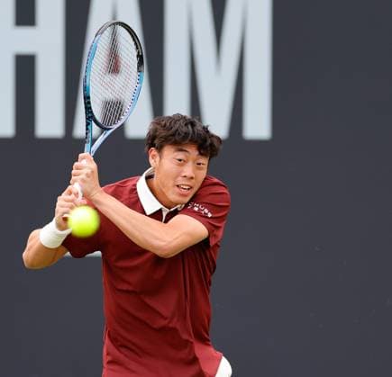 3rd June 2025; Edgbaston Priory Club, Birmingham, England: Lexus Birmingham Open Tennis, Day 2; Coleman Wong (HKG) backhand in his mens singles match against Johannus Monday (GBR)  ActionPlus12797759 RogerxEvans