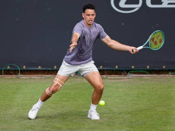 3rd June 2025; Edgbaston Priory Club, Birmingham, England: Lexus Birmingham Open Tennis, Day 2; Alex Bolt (AUS) backhand in his mens singles match against Mackenzie McDonald (USA)  ActionPlus12797769 RogerxEvans