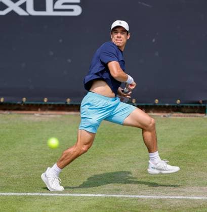3rd June 2025; Edgbaston Priory Club, Birmingham, England: Lexus Birmingham Open Tennis, Day 2; Mackenzie McDonald (USA) backhand in his mens singles match against Alex Bolt (AUS)  ActionPlus12797777 RogerxEvans
