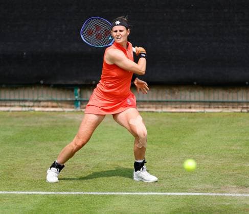 3rd June 2025; Edgbaston Priory Club, Birmingham, England: Lexus Birmingham Open Tennis, Day 2; Greet Minnen (BEL)forehand in her womens singles match against Arianne Hartono (NED)  ActionPlus12797785 RogerxEvans
