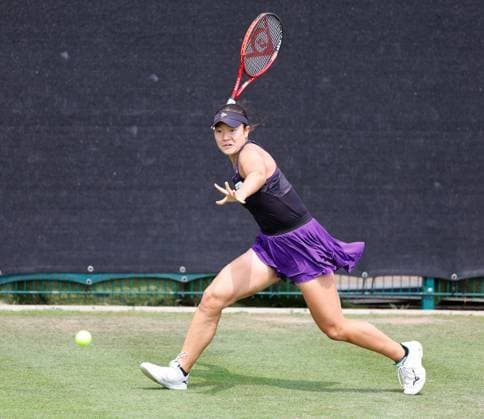 3rd June 2025; Edgbaston Priory Club, Birmingham, England: Lexus Birmingham Open Tennis, Day 2; Sayaka Ishii (JPN) forehand in her womens singles match against Sijia Wei (CHN)  ActionPlus12797805 RogerxEvans