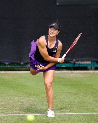3rd June 2025; Edgbaston Priory Club, Birmingham, England: Lexus Birmingham Open Tennis, Day 2; Sayaka Ishii (JPN) serves in her womens singles match against Sijia Wei (CHN)  ActionPlus12797808 RogerxEvans