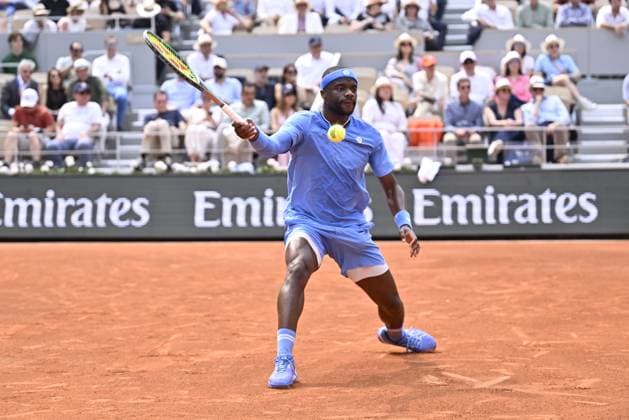2025 Roland-Garros - Day 10 PARIS, FRANCE - JUNE 3: Frances Tiafoe of US in action against Lorenzo Musetti (not seen) of Italy during the Men s Singles Quarter-Final match on day ten of the 2025 French Open at Court Philippe-Chatrier in Paris, France on June 3, 2025. Burak Akbulut Anadolu Paris France. Editorial use only. Please get in touch for any other usage.  Copyright: x2025xAnadoluxBurakxAkbulutx