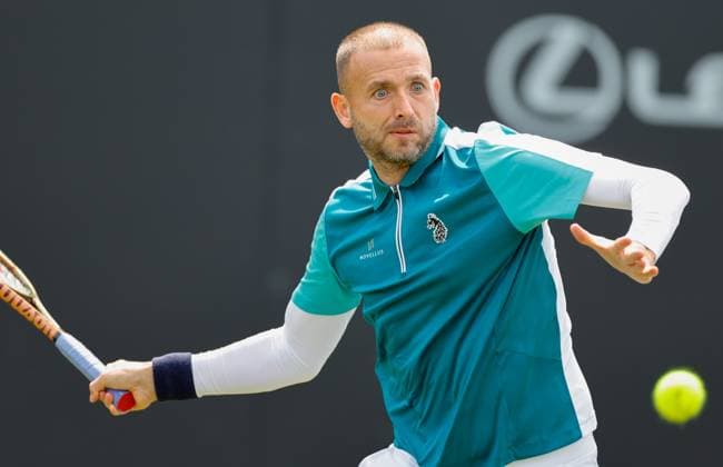 3rd June 2025; Edgbaston Priory Club, Birmingham, England: Lexus Birmingham Open Tennis, Day 2; Daniel Evans& xa0;(GBR) forehand in his mens singles match against Murphy Cassone (USA)  ActionPlus12797823 RogerxEvans