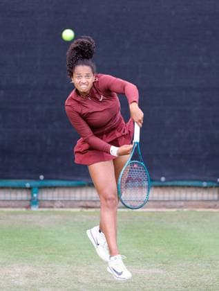 3rd June 2025; Edgbaston Priory Club, Birmingham, England: Lexus Birmingham Open Tennis, Day 2; Robin Montgomery (USA) serves in her womens singles match against Talia Gibson (AUS)  ActionPlus12797851 RogerxEvans