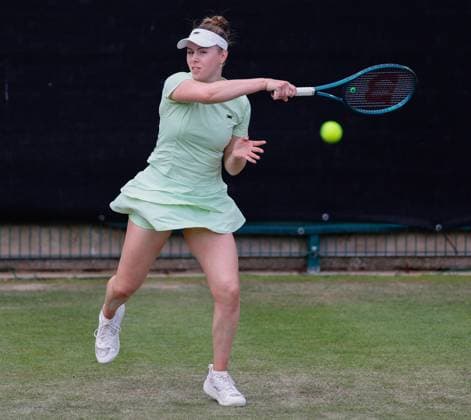 3rd June 2025; Edgbaston Priory Club, Birmingham, England: Lexus Birmingham Open Tennis, Day 2; Talia Gibson (AUS) forehand in her womens singles match against Robin Montgomery (USA)  ActionPlus12797858 RogerxEvans