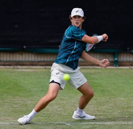 3rd June 2025; Edgbaston Priory Club, Birmingham, England: Lexus Birmingham Open Tennis, Day 2; Brandon Holt (USA) forehand in his mens singles match against James Duckworth (AUS)  ActionPlus12797869 RogerxEvans