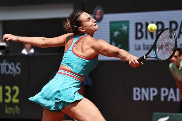 Aryna Sabalenka, BLR, during quarterfinals of 2025 French Open at Roland Garros, Paris, 03 06 2025