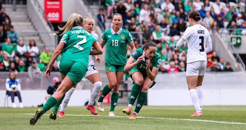 UEFA Women s Nations League 2025, Pairc Ui Chaoimh, Cork 3 6 2025 Republic of Ireland WNT vs Slovenia Ireland™s Anna Patten reacts to a missed chance Anna Patten reacts to a missed chance 3 6 2025  Copyright: x INPHO RyanxByrnex RB2_5645