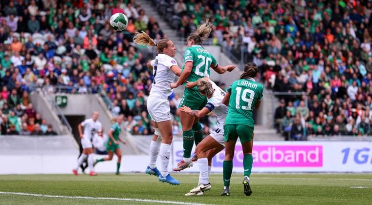 UEFA Women s Nations League 2025, Pairc Ui Chaoimh, Cork 3 6 2025 Republic of Ireland WNT vs Slovenia Ireland s Saoirse Noonan scores her sides first goal Saoirse Noonan scores her sides first goal 3 6 2025  Copyright: x INPHO RyanxByrnex RB2_5847