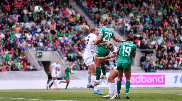 UEFA Women s Nations League 2025, Pairc Ui Chaoimh, Cork 3 6 2025 Republic of Ireland WNT vs Slovenia Ireland s Saoirse Noonan scores her sides first goal Saoirse Noonan scores her sides first goal 3 6 2025  Copyright: x INPHO RyanxByrnex RB2_5848
