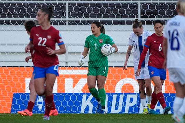 Allegra Poljak of Serbia the UEFA Women s Nations League match between Finland and Serbia at the Helsinki Olympic Stadium on 3rd June 2025 in Helsinki, Finland. (Kalle Parkkinen Newspix24)  Copyright: xKALLExPARKKINENx NP24kp0009