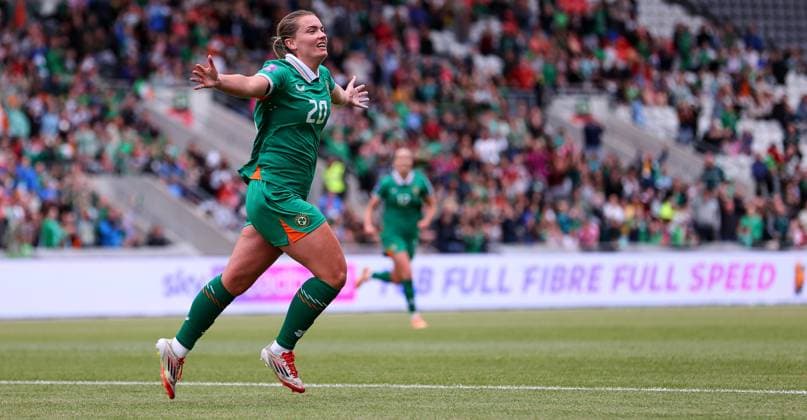 UEFA Women s Nations League 2025, Pairc Ui Chaoimh, Cork 3 6 2025 Republic of Ireland WNT vs Slovenia Ireland s Saoirse Noonan celebrates scoring her sides first goal Saoirse Noonan celebrates scoring her sides first goal 3 6 2025  Copyright: x INPHO RyanxByrnex RB2_5890