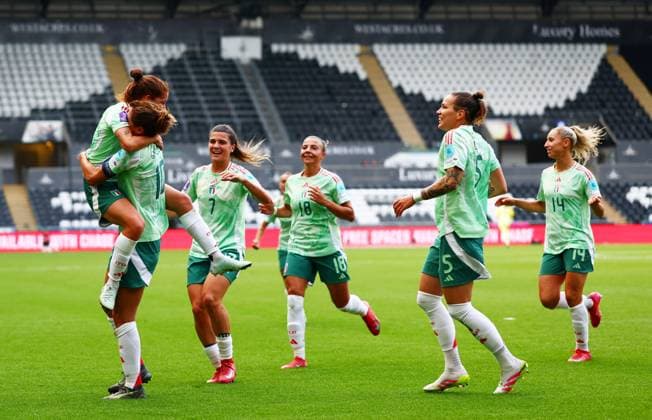 Cristiana Girelli of Italy celebrates scoring a goal after making the score 0-2. Wales Women v Italy Women, UEFA Women s Nations League - League A - Group 4, Football, Swansea.com Stadium, Swansea, Wales, UK - 03 Jun 2025 EDITORIAL USE ONLY No use with unauthorised audio, video, data, fixture lists, club league logos or live services. Online in-match use limited to 120 images, no video emulation. No use in betting, games or single club league player publications. Copyright: xJamesxMarsh Shutterstockx 15338010aj