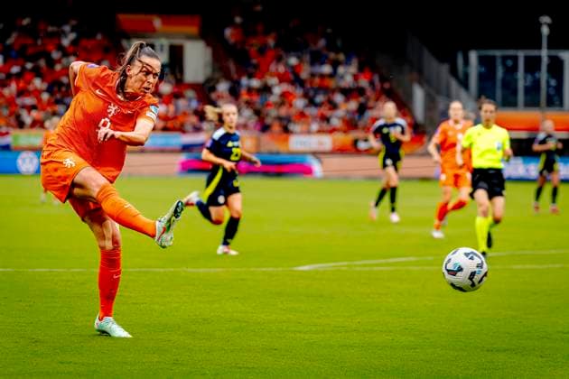 Netherlands forwarder Romee Leuchter during the match Netherlands Scotland women at the Koning Willem II stadium for the UEFA Nations League women season 2024 2025 in TILBURG, Netherlands on 3 june 2025, photo by Marcel van Dorst EYE4images DeFodi Images