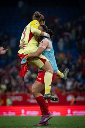 Goalkeeper Cata Coll (Spain) and Cristina Martin-Prieto (Spain) are seen during a Women s Nations League match between Spain and England at Stage Front Stadium in Barcelona, Barcelona, Spain, on June 03 2025. Photo by Felipe Mondino  Copyright: xFelipexMondino IPAxSportx xipa-agency.netx xx IPA_58577940 IPA_Agency_IPA58577940