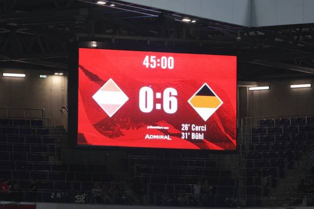 Sport Bilder des Tages WOMEN SOCCER - NL, AUT vs GER VIENNA,AUSTRIA,03.JUN.25 - WOMEN SOCCER - UEFA Women s Nations League, OEFB international match, Länderspiel, Nationalmannschaft Austria vs Germany. Image shows a feature of the scoreboard.  GEPAxpictures xDavidxBitzan