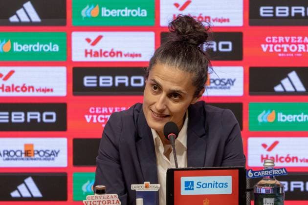 Barcelona, Spain, June 2nd 2025 Spain head coach, Montse TomÃ , during the press conference, PK, Pressekonferenz after the UEFA Women s Nations League match between Spain v England at the Estadio RCDE in Barcelona, Spain (Andres Lopez Sheridan SPP) Copyright: xAndresxLopezxSheridanxx xSPPx spp-en-AnLoShSp-ALS_SPA-ENG-75