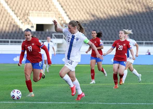 Linda Sallstrom (18 Finland) during the UEFA Women s Nations League game between Finland and Serbia at the Olympic Stadium, Helsinki, Finland, on Tuesday, 03 June, 2025. (Bettina Weissensteiner SPP) Copyright: xBettinaxWeissensteinerx xSPPx spp-en-BeWeSp-D02A6338