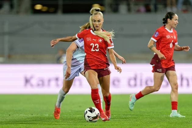 Sion, Switzerland, June 03 2025 : Alisha Lehmann (23 Switzerland) in action (close up) during the UEFA Women s Nations League game between Switzerland and Norway at Stade de Tourbillon in Sion, Switzerland (Giuseppe Velletri SPP) Copyright: xGiuseppexVelletrix xSPPx spp-en-GiVeSp-DZ9_8141
