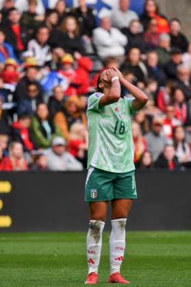 Football - Women™s Nations League - League A - Group 4 - Wales vs Igtaly - Swansea.com Stadium - Tuesday 3rd June 2025 Arianna Caruso ITALY WOMEN with hands on head after missing a shot at goal COLORSPORT Winston Bynorth 