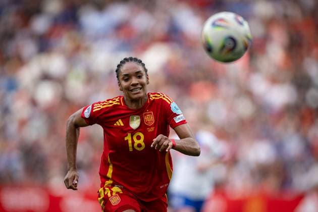 June 3, 2025, Barcelona, Spain: Salma Paralluelo (Spain) smiles during a Women s Nations League match between Spain and England at Stage Front Stadium. Final Score: Spain 2 - England 1. Barcelona Spain - ZUMAs197 20250603_aaa_s197_214 Copyright: xFelipexMondinox