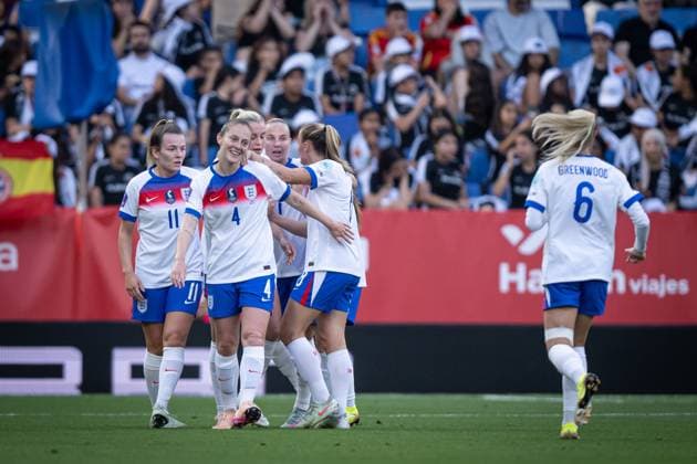 June 3, 2025, Barcelona, Spain: Agnes Beever-Jones (England) celebrates after scoring her team s goal during a Women s Nations League match between Spain and England at Stage Front Stadium. Final Score: Spain 2 - England 1. Barcelona Spain - ZUMAs197 20250603_aaa_s197_226 Copyright: xFelipexMondinox