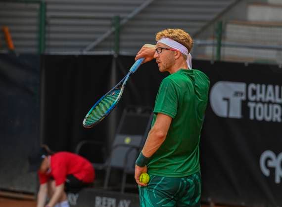 Vitaliy Sachko of Ukraine (not seen) defeated Milos Karol of Slovakia during their second round match of the UniCredit Czech Open, ATP, Tennis Herren Challenger tour in Prostejov, Czech Republic, June 4, 2025. (CTKxPhoto LudekxPerina) CTKPhotoP2025060403571  CTKPhotoP2025060403571
