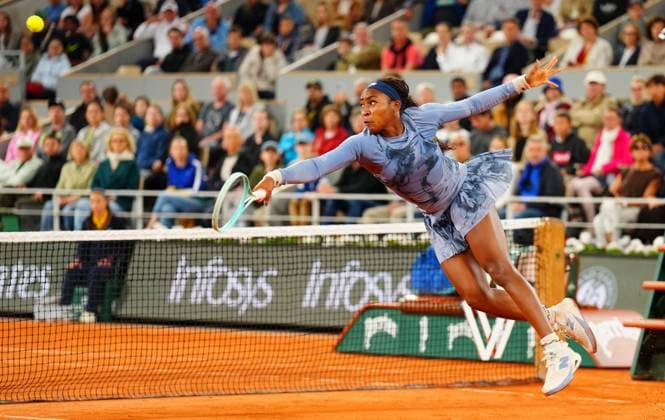Coco Gauff in quarter final action French Open Tennis, Day Eleven, Tennis, Roland Garros, Paris, France - 04 Jun 2025 EDITORIAL USE ONLY No use with unauthorised audio, video, data, fixture lists, club league logos or live services. Online in-match use limited to 120 images, no video emulation. No use in betting, games or single club league player publications. Copyright: xJavierxGarcia Shutterstockx 15337990b