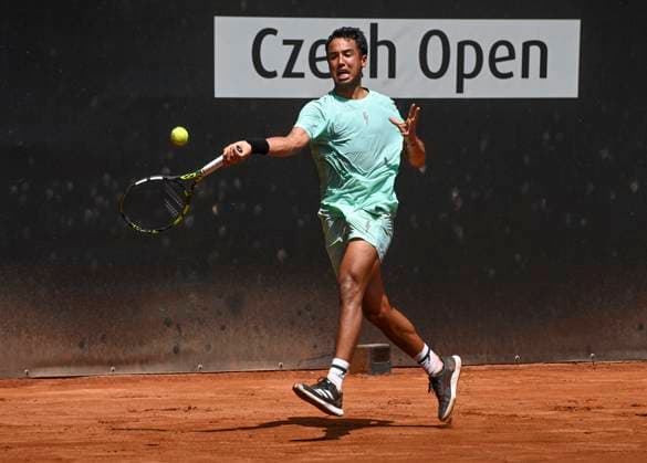 Hugo Dellien of Bolivia plays against Maxim Mrva of Czech Republic (not seen) during their second round match of the UniCredit Czech Open, ATP, Tennis Herren Challenger tour in Prostejov, Czech Republic, June 4, 2025. (CTKxPhoto LudekxPerina) CTKPhotoP2025060404127  CTKPhotoP2025060404127
