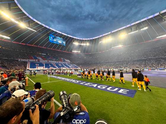 31 05 2025, Football UEFA Champions League Final 2025 Paris St Germain Inter Milan, in the Allianz Arena Munich Marching in of the players before the game, here the Milan players