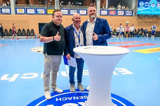 Koetter Security signs for a further partnership, Rene Witte Geschaeftsfuehrer, ThSV Eisenach GER, ThSV Eisenach vs. 1 VfL Potsdam, Handball, 1 Bundesliga, 33 Matchday, Season 2024 2025, 04 06 2025 GER, ThSV Eisenach vs. 1 VfL Potsdam, Handball, 1 Bundesliga, 33 Matchday, Season 2024 2025, 04 06 2025 Eisenach Copyright: xEibner-Pressefoto MartinxHerbstx EP_MHT