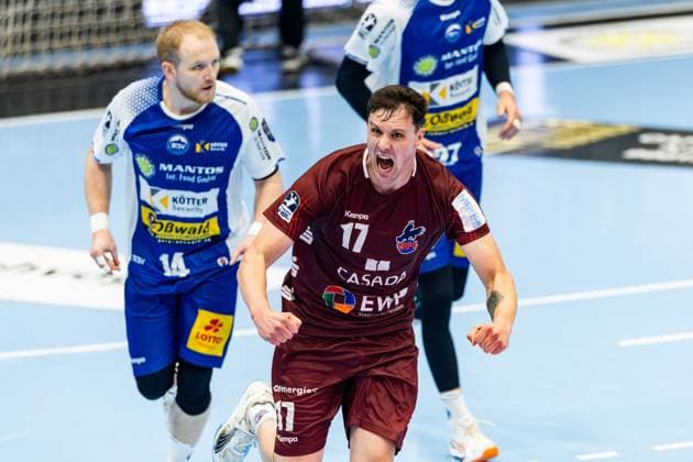 04 06 2025, GER, Handball, Men, Season 24 25, 1 Daikin Handball Bundesliga, 33 Matchday, ThSV Eisenach 1 VfL Potsdam Jannek Klein 1 VfL Potsdam 99817 Eisenach Werner Assmann Halle Am Sportp Thueringen Germany