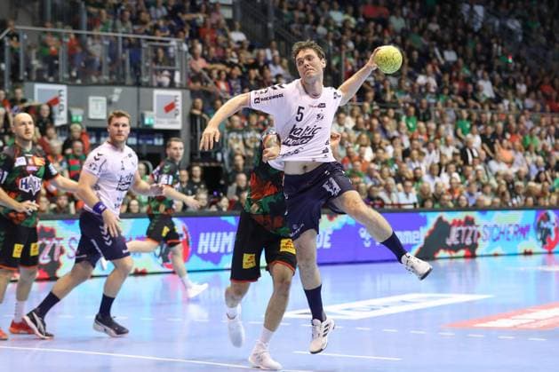 04 06 2025, xtgx, Handball, Daikin HBL, SC Magdeburg SG Flensburg Handewitt v l Niclas Kirkelokke Flensburg, 5 throws goal, Torschuetze, scores goal, Treffer, scores the goal Magdeburg