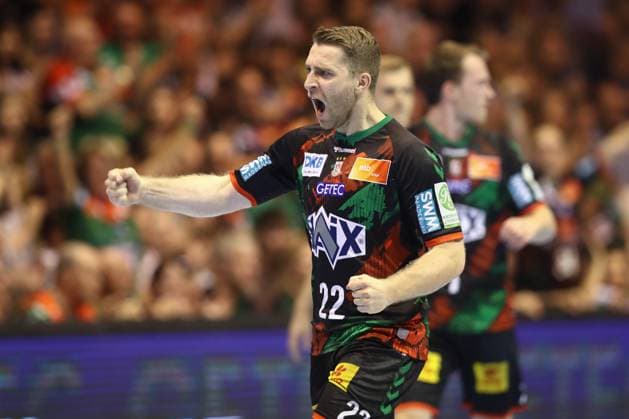 04 06 2025, xtgx, Handball, Daikin HBL, SC Magdeburg SG Flensburg Handewitt v l Lukas Mertens Magdeburg, 22 Jubel, Torjubel, jubelt ueber das Tor, celebrate the goal, celebration Magdeburg