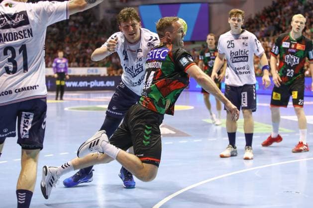 04 06 2025, xgox, Handball Daikin HBL, SC Magdeburg SG Flensburg Handewitt emspor, v l Omar Ingi Magnusson Magdeburg, 14 wirft Tor, Torschuetze, erzielt Tor, Treffer, scores the goal Magdeburg
