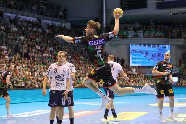 04 06 2025, xtgx, Handball, Daikin HBL, SC Magdeburg SG Flensburg Handewitt v l Pablo Lange Magdeburg, 5 wirft Tor, Torschuetze, erzielt Tor, Treffer, scores the goal Magdeburg