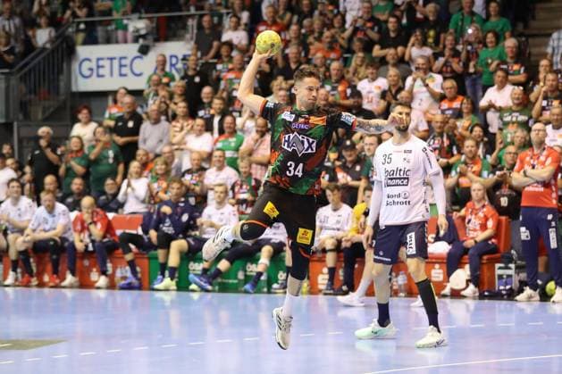 04 06 2025, xtgx, Handball, Daikin HBL, SC Magdeburg SG Flensburg Handewitt v l Michael Damgaard Magdeburg, 34 throws goal, Torschuetze, erzielt Tor, Treffer, scores the goal Magdeburg