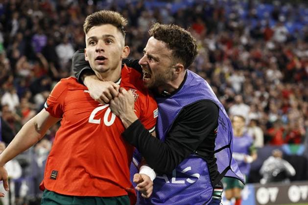 Sport Themen der Woche KW23 Sport Bilder des Tages MUNCHEN - Francisco Conceicao of Portugal celebrates the 1-1 during the UEFA Nations League semifinal match Germany v. Portugal at the Munich Football Arena on June 4, 2025 in Munich, Germany. ANP Hollandse Hoogte MAURICE VAN STEEN UEFA Nations League 2025 Semi-final 2024 25 xVIxANPxSportx xMauricexvanxSteenxIVx 529315290 originalFilename: 529315290.jpg