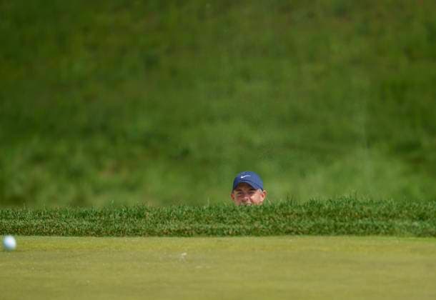 June 4, 2025, Alton, On, CANADA: Rory McIlroy watches his ball roll onto the green after a deep bunker shot during the RBC Canadian Open Golf Pro Am in Alton, Ont., Wednesday, June 4, 2025. 20250604 RBC CANADIAN OPEN PRO AM  - ZUMAc35_ 20250604_zaf_c35_093 Copyright: xPeterxPowerx
