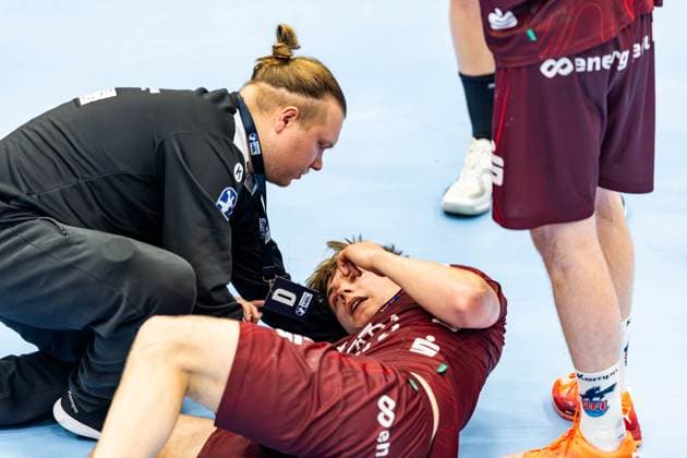 04 06 2025, GER, Handball, Men, Season 24 25, 1 Daikin Handball Bundesliga, 33 Matchday, ThSV Eisenach 1 VfL Potsdam Max Guenther 1 VfL Potsdam 99817 Eisenach Werner Assmann Halle Am Sportp Thueringen Germany