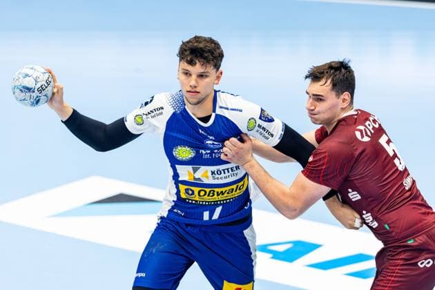 04 06 2025, GER, Handball, Men, Season 24 25, 1 Daikin Handball Bundesliga, 33 Matchday, ThSV Eisenach 1 VfL Potsdam Josip Simic 1 VfL Potsdam Marko Grgic ThSV Eisenach,17 99817 Eisenach Werner Assmann Halle Am Sportp Thueringen Germany