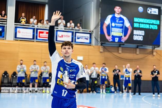 04 06 2025, GER, Handball, Men, Season 24 25, 1 Daikin Handball Bundesliga, 33 Matchday, ThSV Eisenach 1 VfL Potsdam Marko Grgic ThSV Eisenach,17 Young players of the 2024 25 season in the DAIKIN HBL 99817 Eisenach Werner Assmann Halle Am Sportp Thueringen Germany
