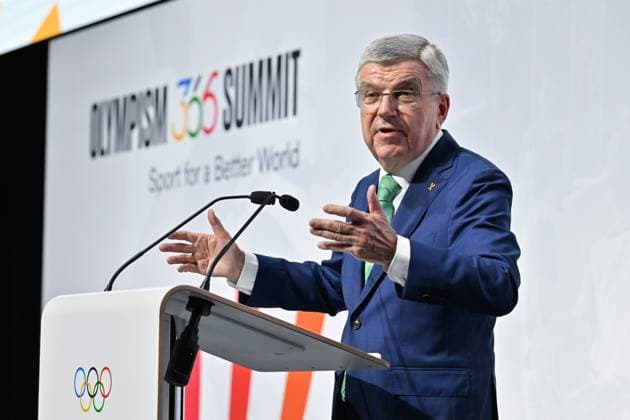 Sport Themen der Woche KW23 Sport Bilder des Tages (250605) -- LAUSANNE, June 5, 2025 -- International Olympic Committee President Thomas Bach speaks during the first-ever Olympism365 Summit in Lausanne, Switzerland, June 4, 2025. ( IOC Handout via Xinhua) (SP)SWITZERLAND-LAUSANNE-OLYMPISM365 SUMMIT ChristophexMoratal 