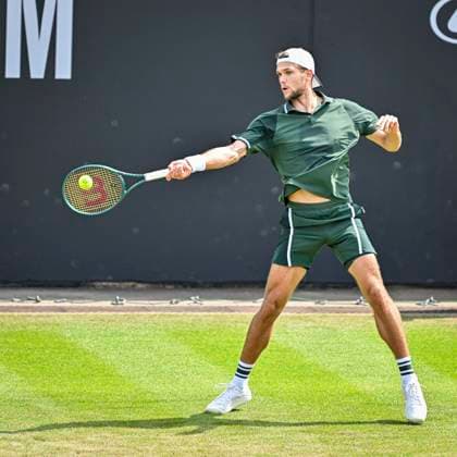 5th June 2025; Edgbaston Priory Club, Birmingham, England: Lexus Birmingham Open Tennis, Day 4; Otto Virtanen (FIN) hits a forehand in the match against Marc-Andre Huesler (SUI)  ActionPlus12798347 GodfreyxPitt