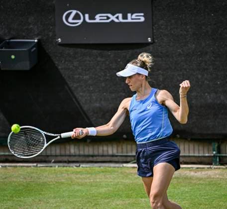 5th June 2025; Edgbaston Priory Club, Birmingham, England: Lexus Birmingham Open Tennis, Day 4; Viktorija Golubic (SUI) hits a forehand in the match against Rebeka Masarova (SUI)  ActionPlus12798350 GodfreyxPitt