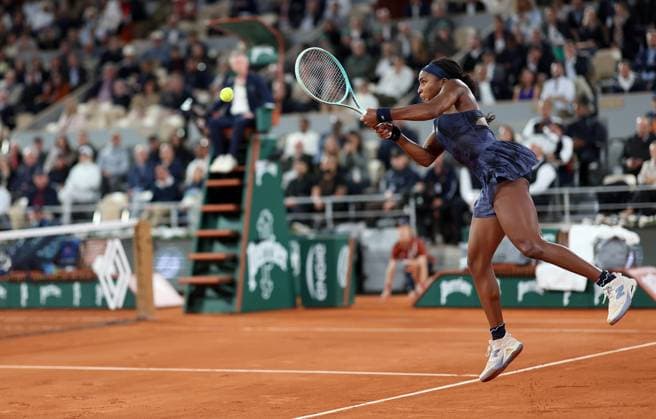 Coco Gauff of USA in action French Open Tennis, Day Twelve, Tennis, Roland Garros, Paris, France - 05 Jun 2025 EDITORIAL USE ONLY No use with unauthorised audio, video, data, fixture lists, club league logos or live services. Online in-match use limited to 120 images, no video emulation. No use in betting, games or single club league player publications.  Copyright: xEllaxLing Shutterstockx 15337997bj