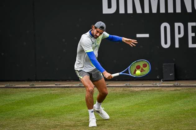 5th June 2025; Edgbaston Priory Club, Birmingham, England: Lexus Birmingham Open Tennis, Day 4; Lloyd Harris (RSA) hits a sliced backhand in the match against Martin Landaluce (ESP)  ActionPlus12798432 GodfreyxPitt